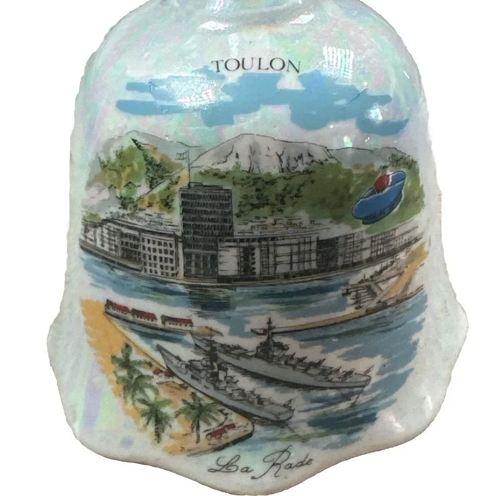 Vtg Toulon France Arsenal Harbor Souvenir Bell Collectable Made in Japan La Rade